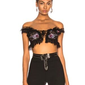 Dundas lace embroidered crop top